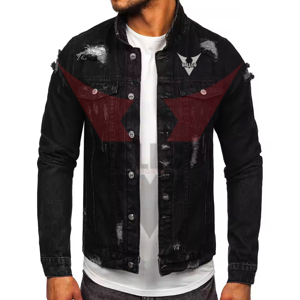 High Quality OEM Custom Cotton Wool In Black Color Casual Denim Winter Jackets For Men
