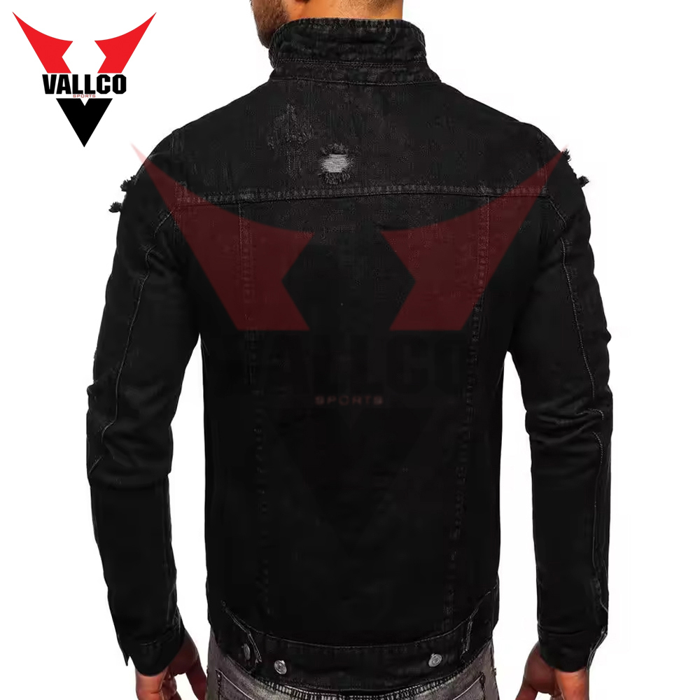High Quality OEM Custom Cotton Wool In Black Color Casual Denim Winter Jackets For Men - view 2