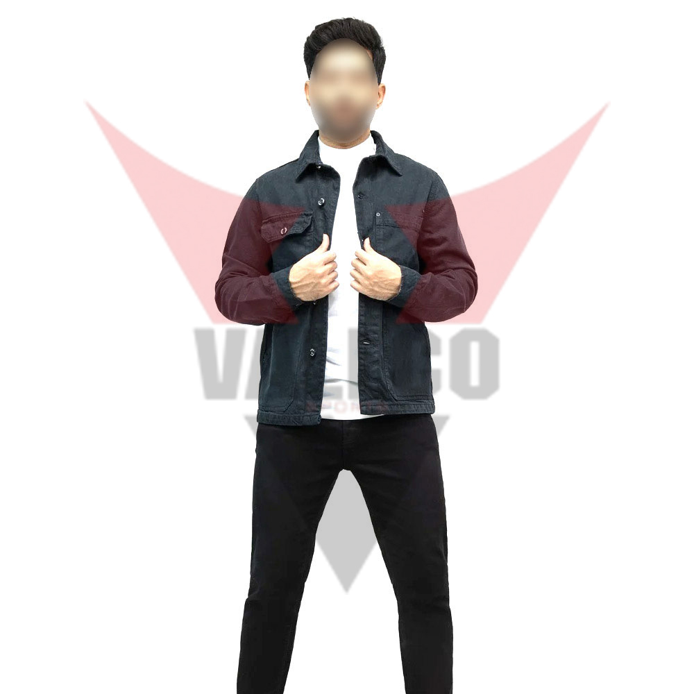 In Two Different Color Contrast Best Material Breathable Product Men Casual Wear Denim Jacket