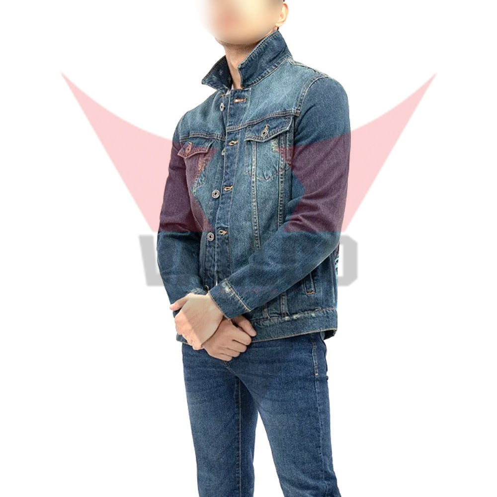In Solid Color Popular Product Highest Quality Customized Logo Print Men Casual Wear Denim Jacket