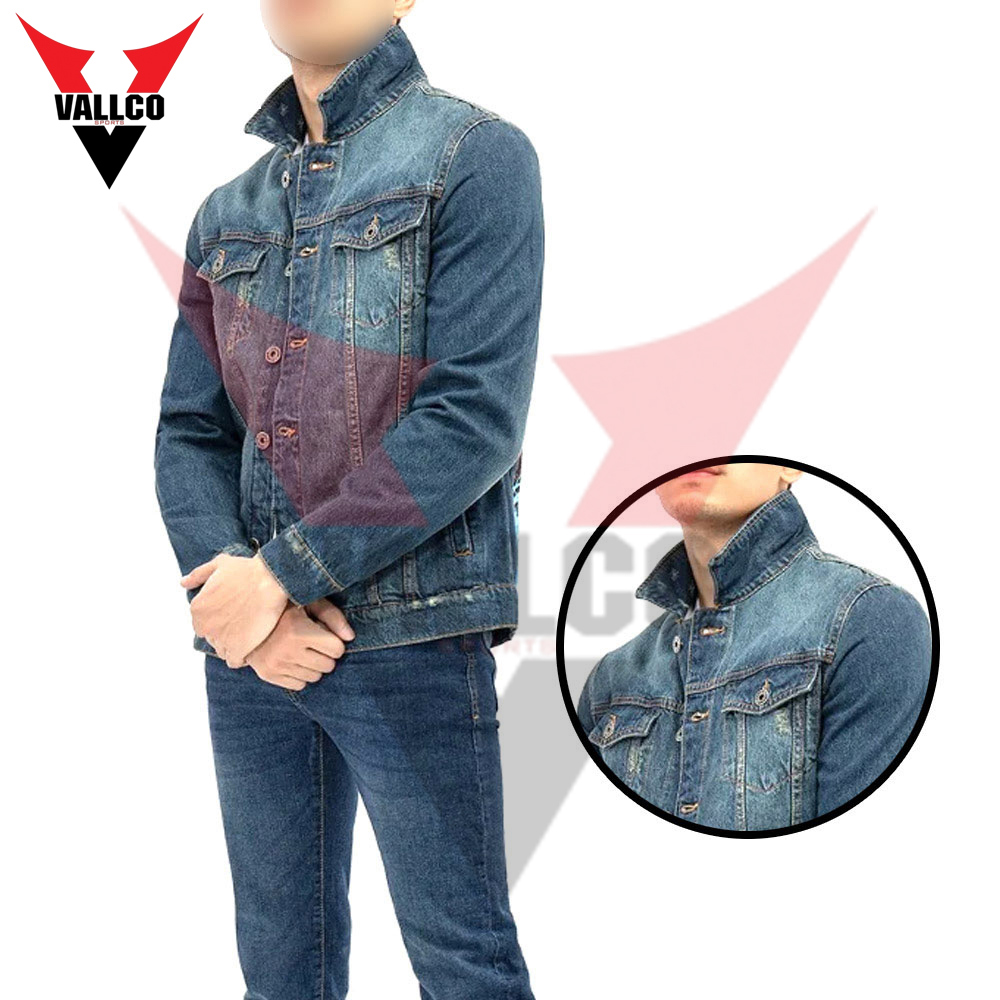 In Solid Color Popular Product Highest Quality Customized Logo Print Men Casual Wear Denim Jacket - view 2