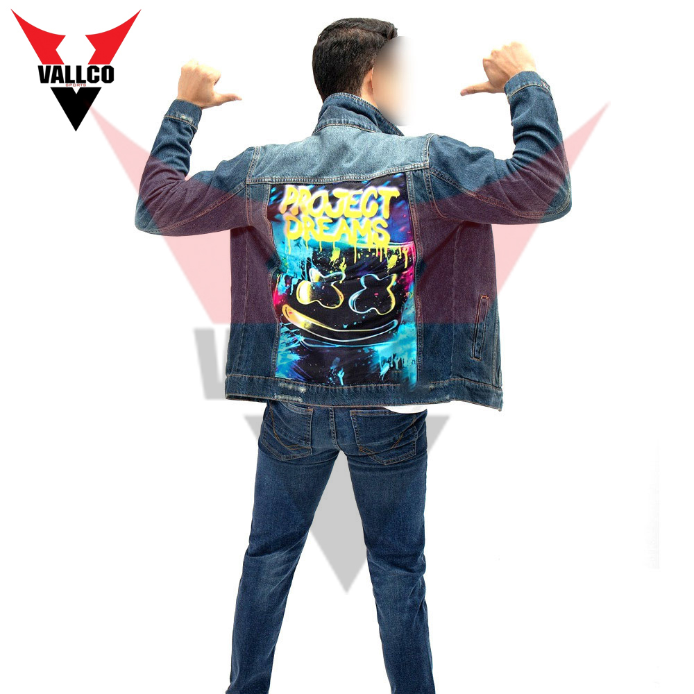 In Solid Color Popular Product Highest Quality Customized Logo Print Men Casual Wear Denim Jacket - view 7