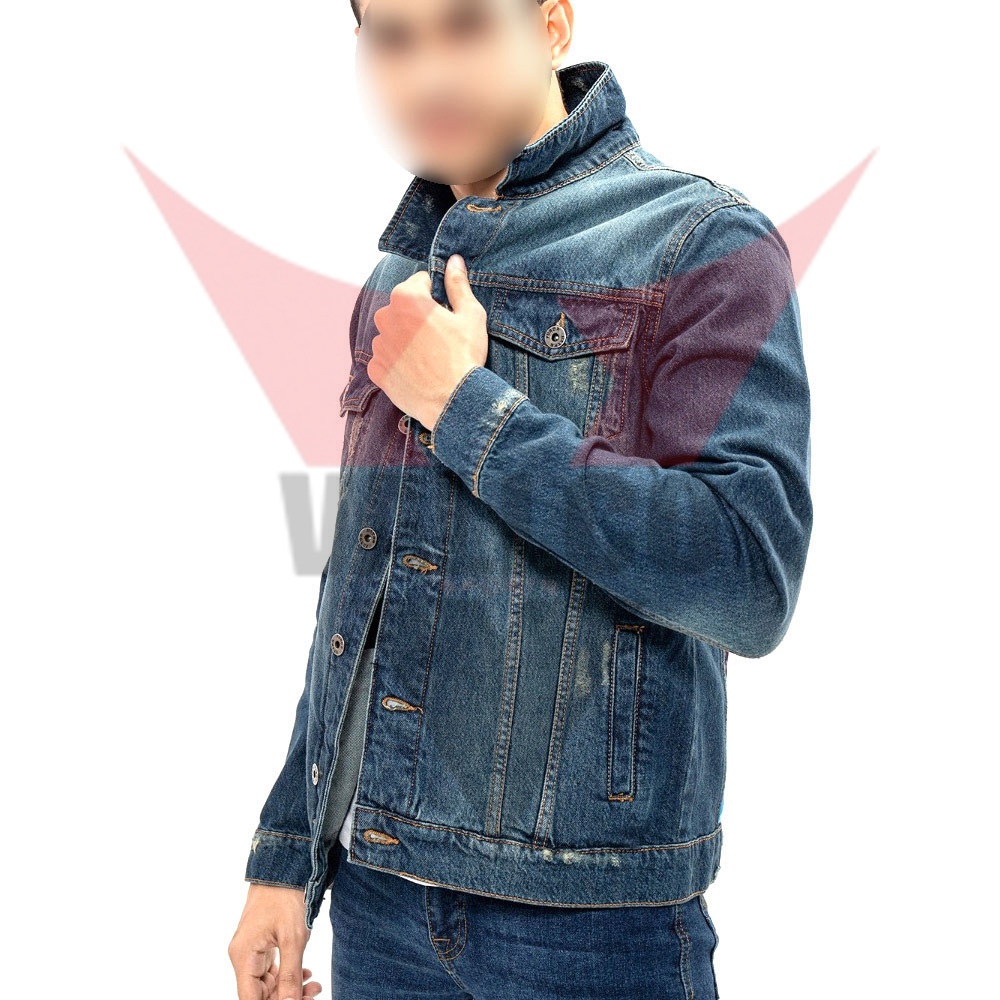In Solid Color Popular Product Highest Quality Customized Logo Print Men Casual Wear Denim Jacket - view 9