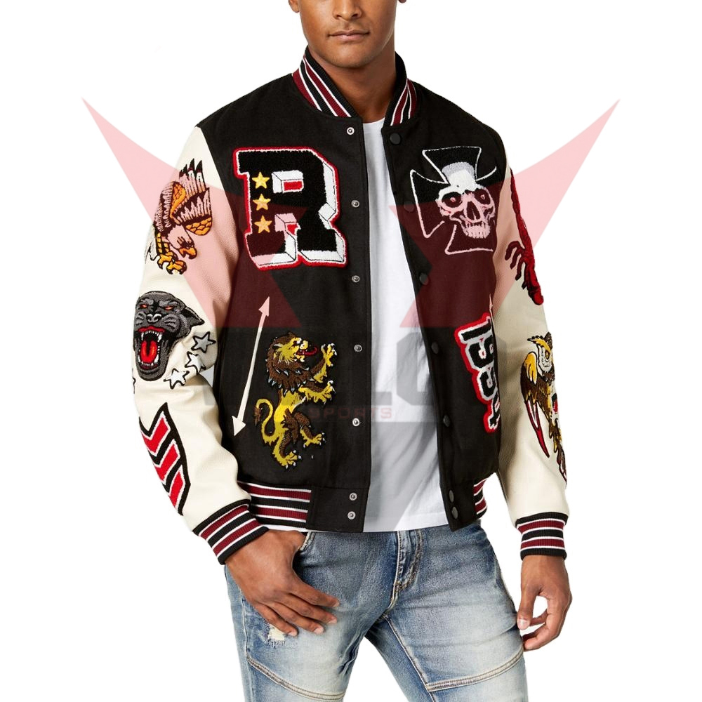 PU Leather Sleeve Good Selling Men Clothing Comfortable Product Highest Quality Wear Varsity Jackets