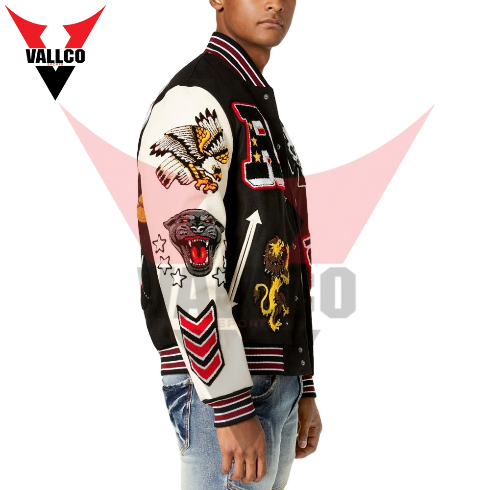 PU Leather Sleeve Good Selling Men Clothing Comfortable Product Highest Quality Wear Varsity Jackets - view 2