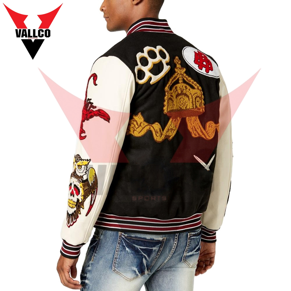 PU Leather Sleeve Good Selling Men Clothing Comfortable Product Highest Quality Wear Varsity Jackets - view 4
