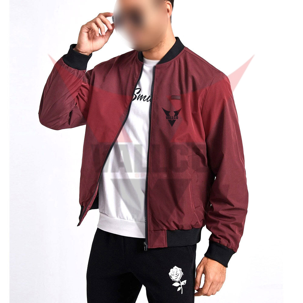 Mahroon Color With Black Stripe Good Selling High Quality Winter Wear Comfortable Men Bomber Jackets