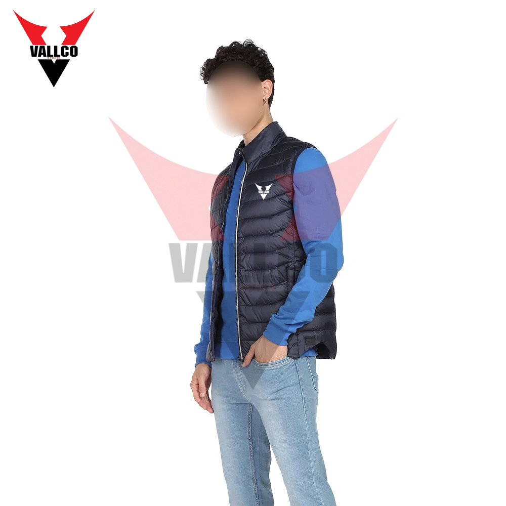 Wholesale Rate With Best Quality Outer Wear Men Navy Stand Collar Sleeveless Solid Puffer Jacket - view 4