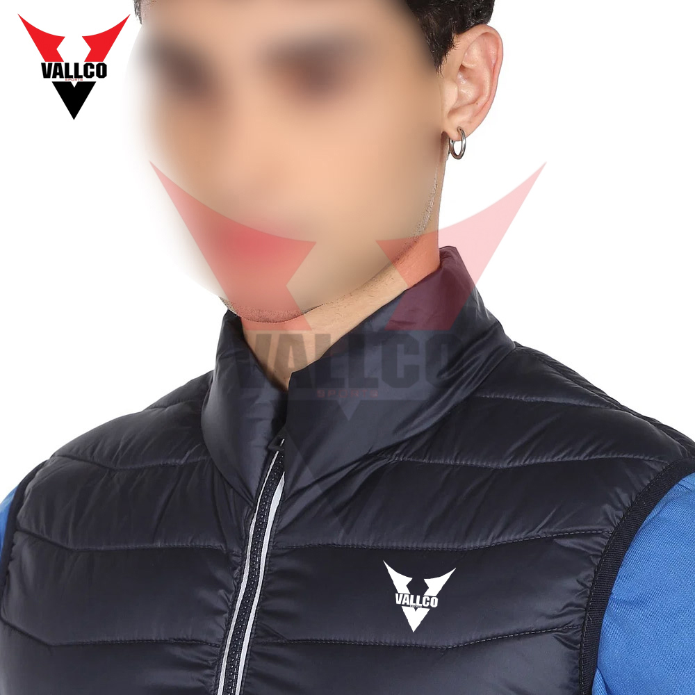 Wholesale Rate With Best Quality Outer Wear Men Navy Stand Collar Sleeveless Solid Puffer Jacket - view 5