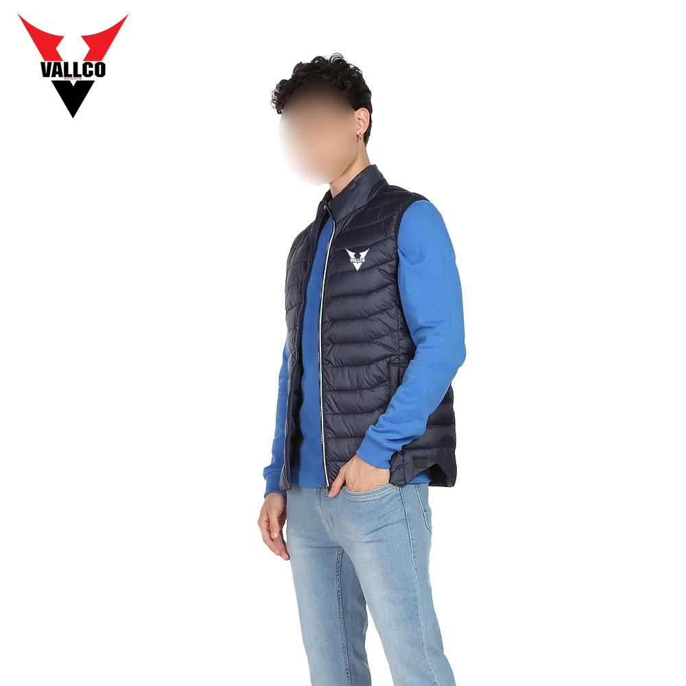 Wholesale Rate With Best Quality Outer Wear Men Navy Stand Collar Sleeveless Solid Puffer Jacket - view 9