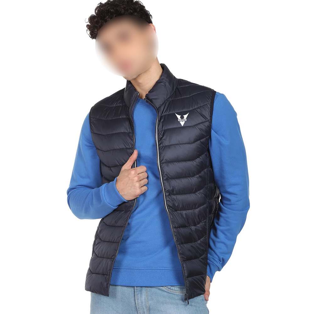 Wholesale Rate With Best Quality Outer Wear Men Navy Stand Collar Sleeveless Solid Puffer Jacket - view 12