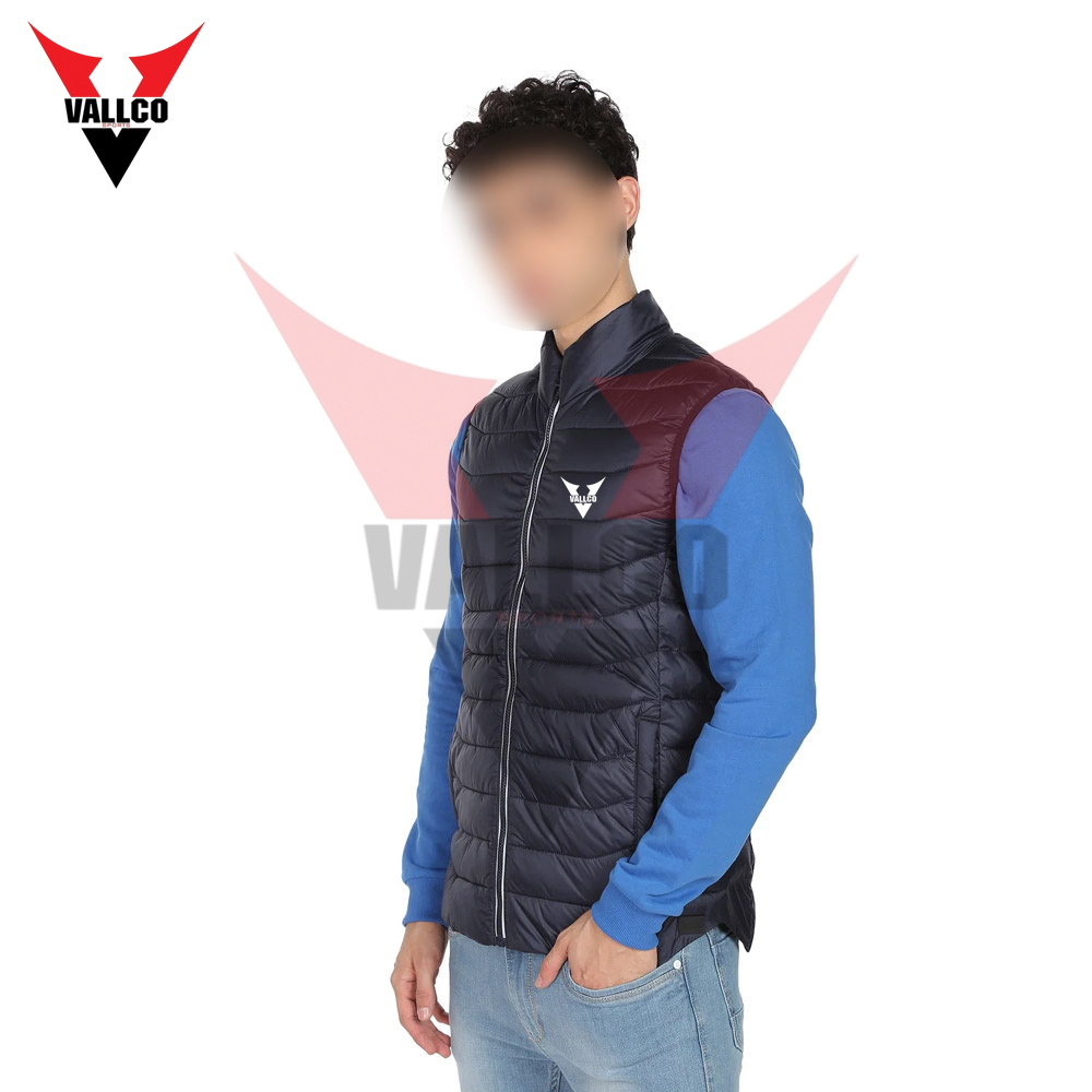 Wholesale Rate With Best Quality Outer Wear Men Navy Stand Collar Sleeveless Solid Puffer Jacket - view 19