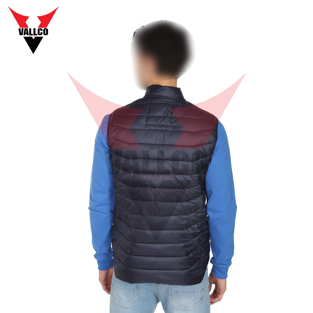 Wholesale Rate With Best Quality Outer Wear Men Navy Stand Collar Sleeveless Solid Puffer Jacket - view 20