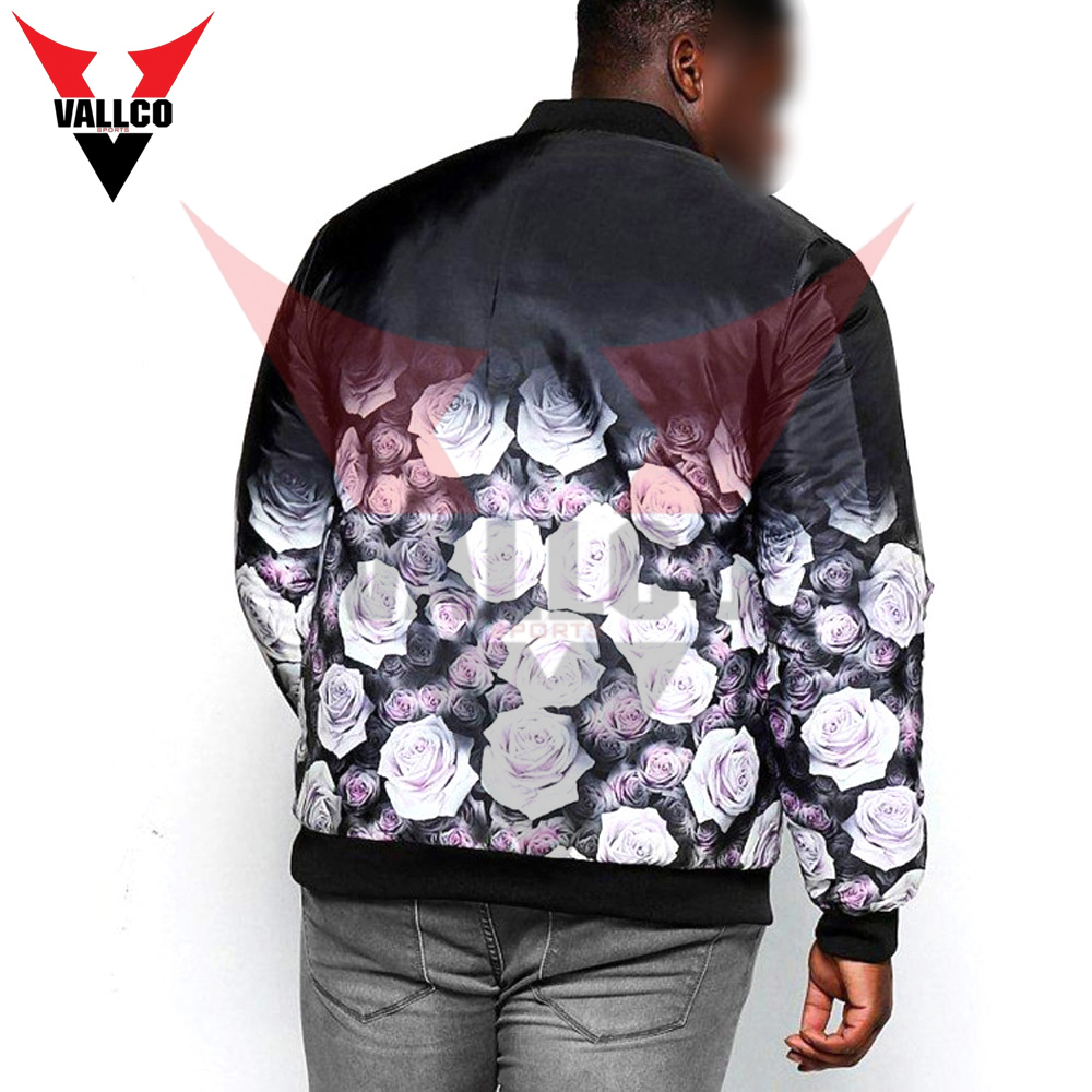 Customized Made Big Tall Black Rose  Printed Men Jacket Best Quality Sublimation Jackets For Winter - view 2