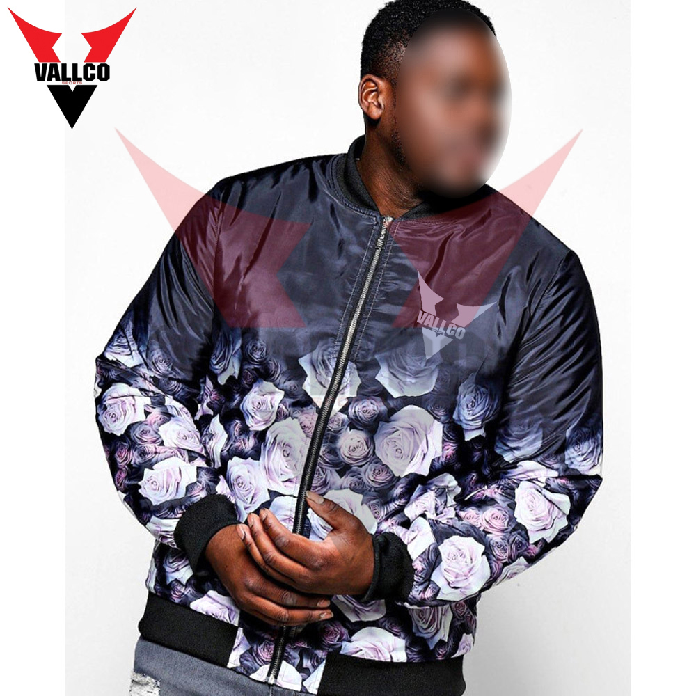 Customized Made Big Tall Black Rose  Printed Men Jacket Best Quality Sublimation Jackets For Winter - view 11