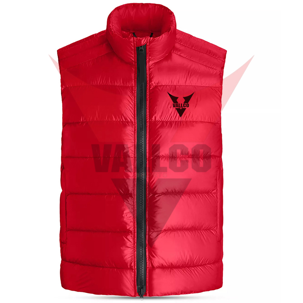 Red Color Good Seller Highland Quality Fully Customized Made Outdoor Wear Sleeveless Puffer Jackets - view 9