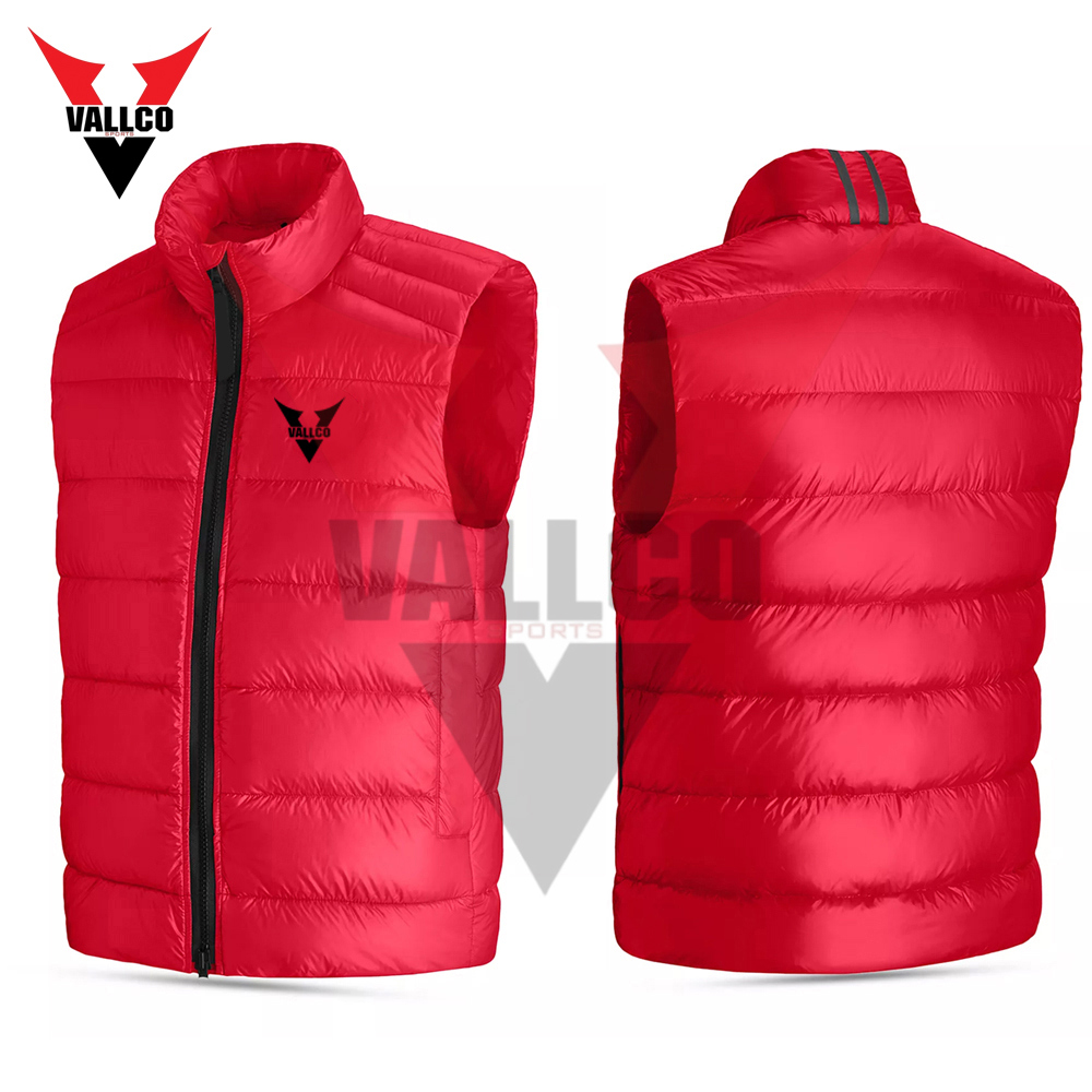 Red Color Good Seller Highland Quality Fully Customized Made Outdoor Wear Sleeveless Puffer Jackets - view 11