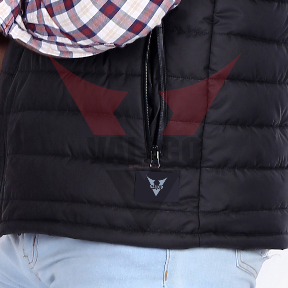 Black Red Contrast Color Hot Selling Fully Customized Made Men Winter Sleeveless Puffer Jackets - view 11