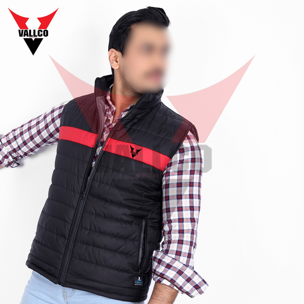 Black Red Contrast Color Hot Selling Fully Customized Made Men Winter Sleeveless Puffer Jackets - view 14