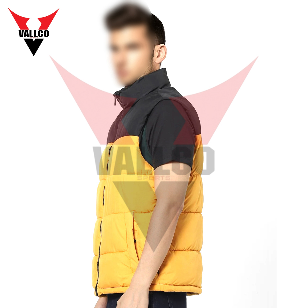 Black And Yellow Contrast Color New Arrival Customized Made Outer Wear Sleeveless Puffer Jackets - view 2