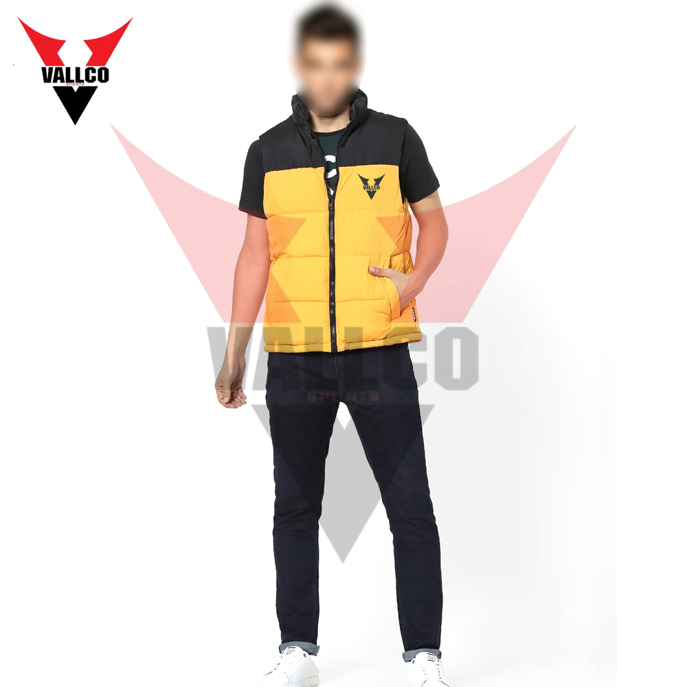 Black And Yellow Contrast Color New Arrival Customized Made Outer Wear Sleeveless Puffer Jackets - view 7