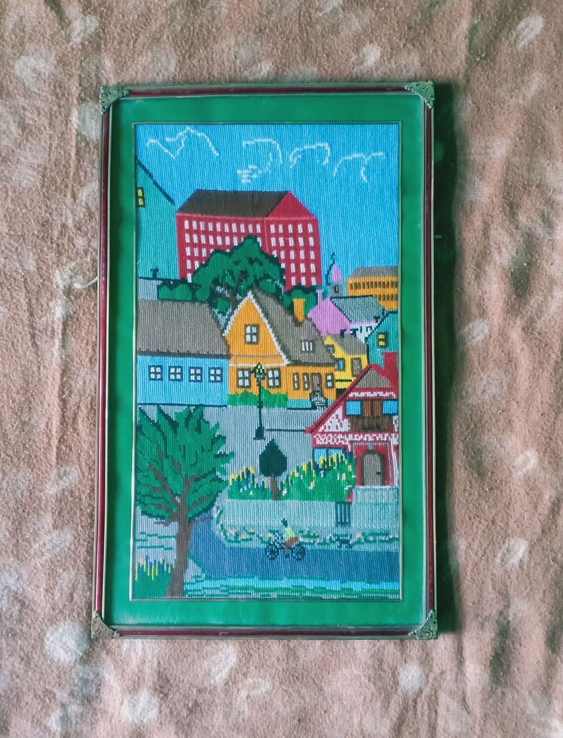 European City Hand Embroidered Painting