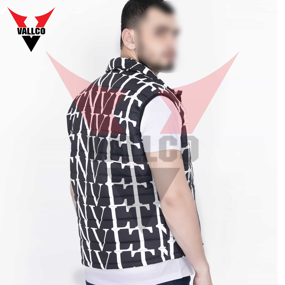 Black White Contrast Color Best Supplier Hand Made Customized Made Men Sleeveless Puffer Jackets - view 3