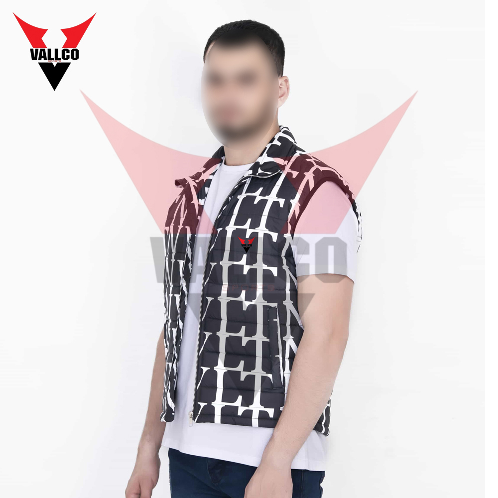 Black White Contrast Color Best Supplier Hand Made Customized Made Men Sleeveless Puffer Jackets - view 4