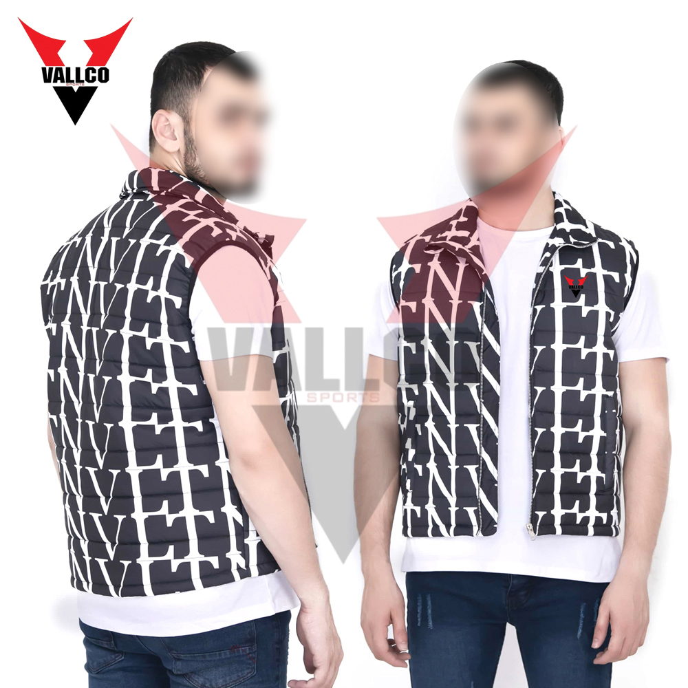 Black White Contrast Color Best Supplier Hand Made Customized Made Men Sleeveless Puffer Jackets - view 7