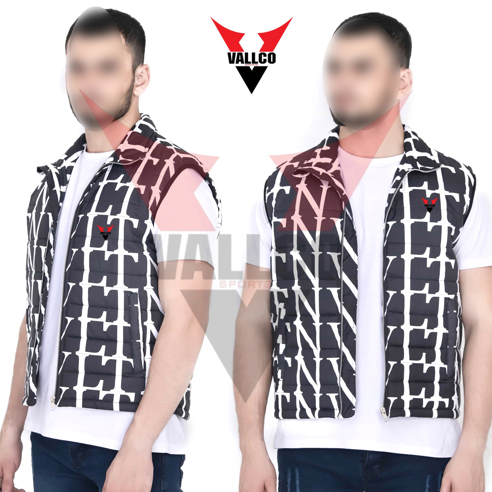 Black White Contrast Color Best Supplier Hand Made Customized Made Men Sleeveless Puffer Jackets - view 8