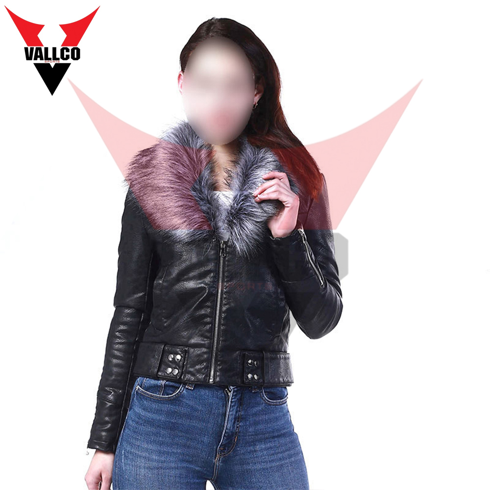 High Quality Customized Logo Print Unique Design Fashion Casual Women Wear Leather Jackets - view 3