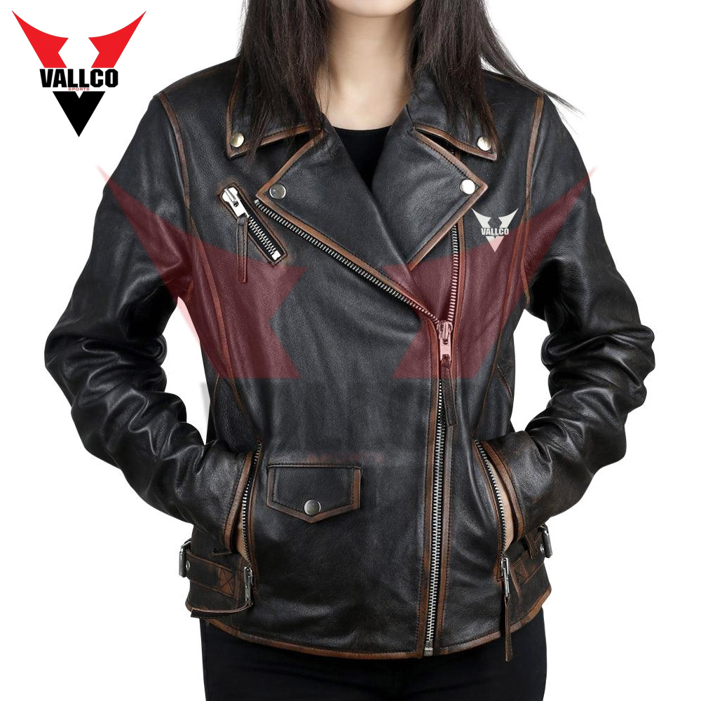 Women's Dark Brown Biker Leather Jacket High Quality With Reasonable Price  Leather Jacket - view 2
