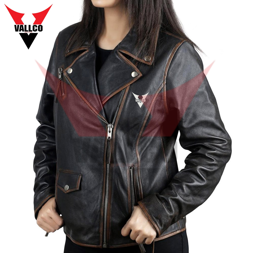Women's Dark Brown Biker Leather Jacket High Quality With Reasonable Price  Leather Jacket - view 9