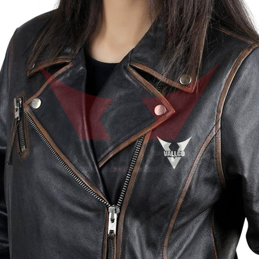 Women's Dark Brown Biker Leather Jacket High Quality With Reasonable Price  Leather Jacket - view 12