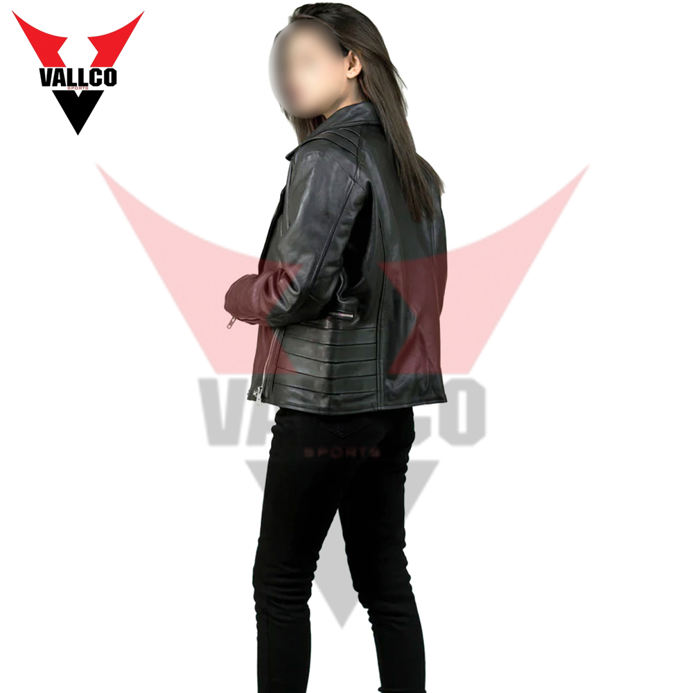 Black Color With Own Logo Best Supplier Fully Customized Made Women Winter Leather Jackets - view 2