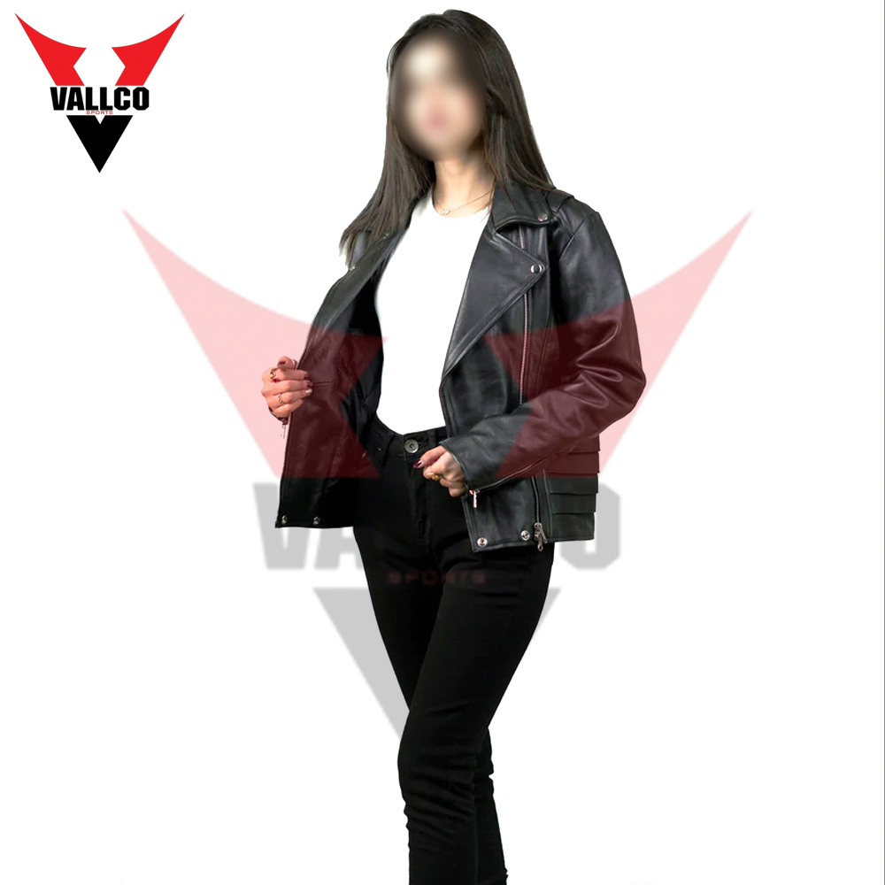 Black Color With Own Logo Best Supplier Fully Customized Made Women Winter Leather Jackets - view 3