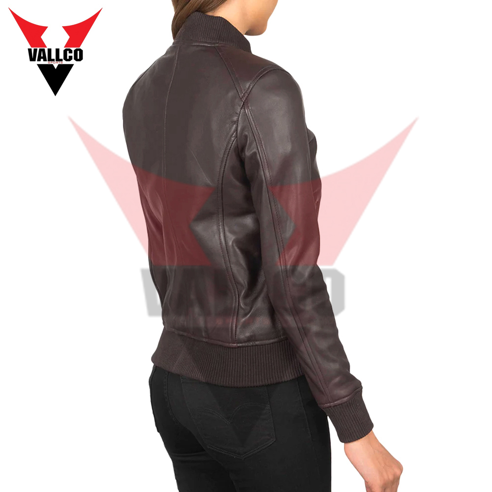 Brown Color Good Quality Make Your Own New Arrival Top Design Women Leaher Jackets - view 4