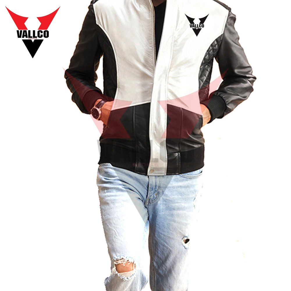 In Black And White Color Contrast Highest Quality Latest Style Men Outer Wear Leather Jackets - view 6