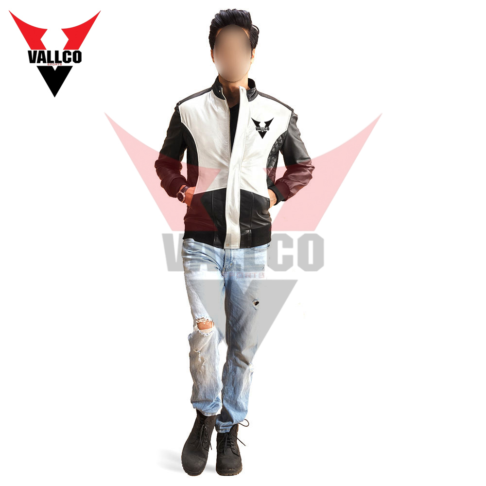 In Black And White Color Contrast Highest Quality Latest Style Men Outer Wear Leather Jackets - view 12