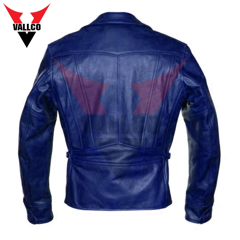 In Blue Color Color Fashion Wear Best Quality Side Zipper Style Men Casual Wear Leather Jacket - view 2