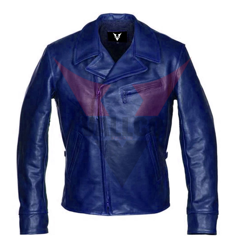 In Blue Color Color Fashion Wear Best Quality Side Zipper Style Men Casual Wear Leather Jacket - view 9