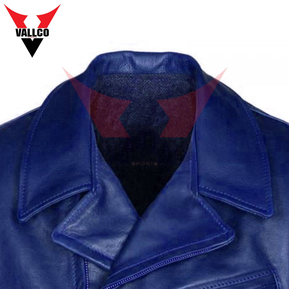 In Blue Color Color Fashion Wear Best Quality Side Zipper Style Men Casual Wear Leather Jacket - view 10