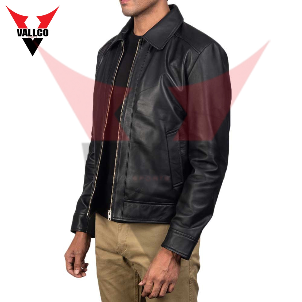 In One Solid Black Color Highest Quality Top Design Fashion Wear Leather Jackets - view 3
