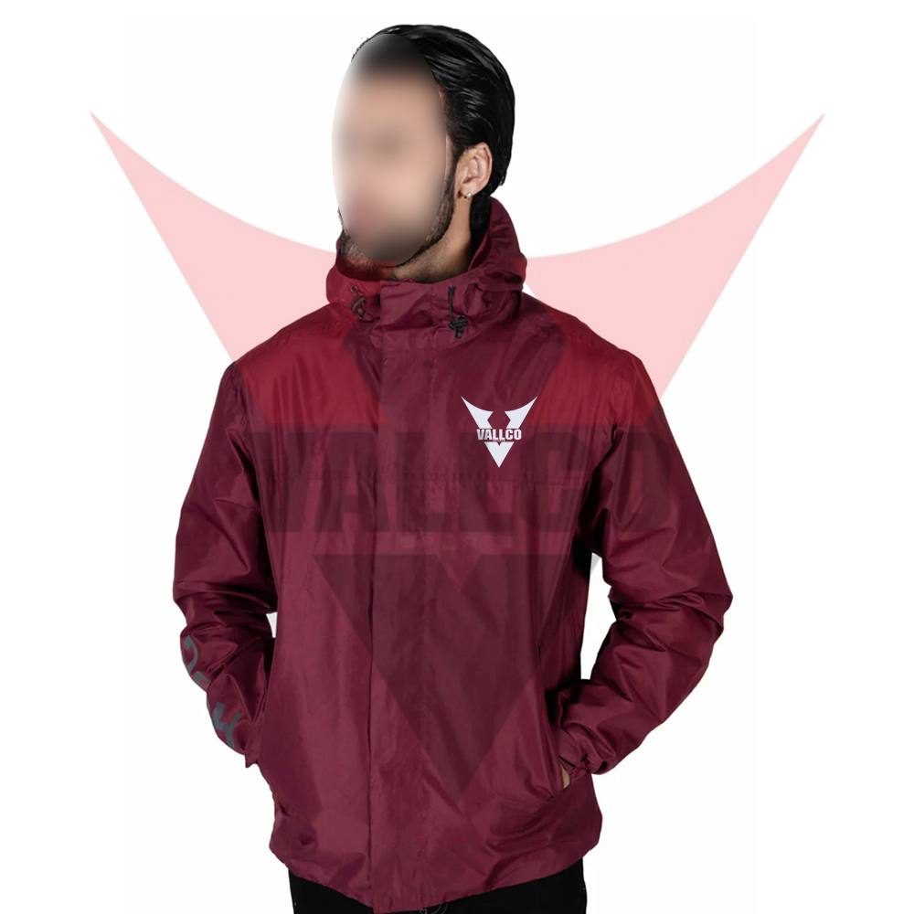 Premium Quality Mahroon Color With Hood Highland Product Men Outer Wear Windbreaker Jackets