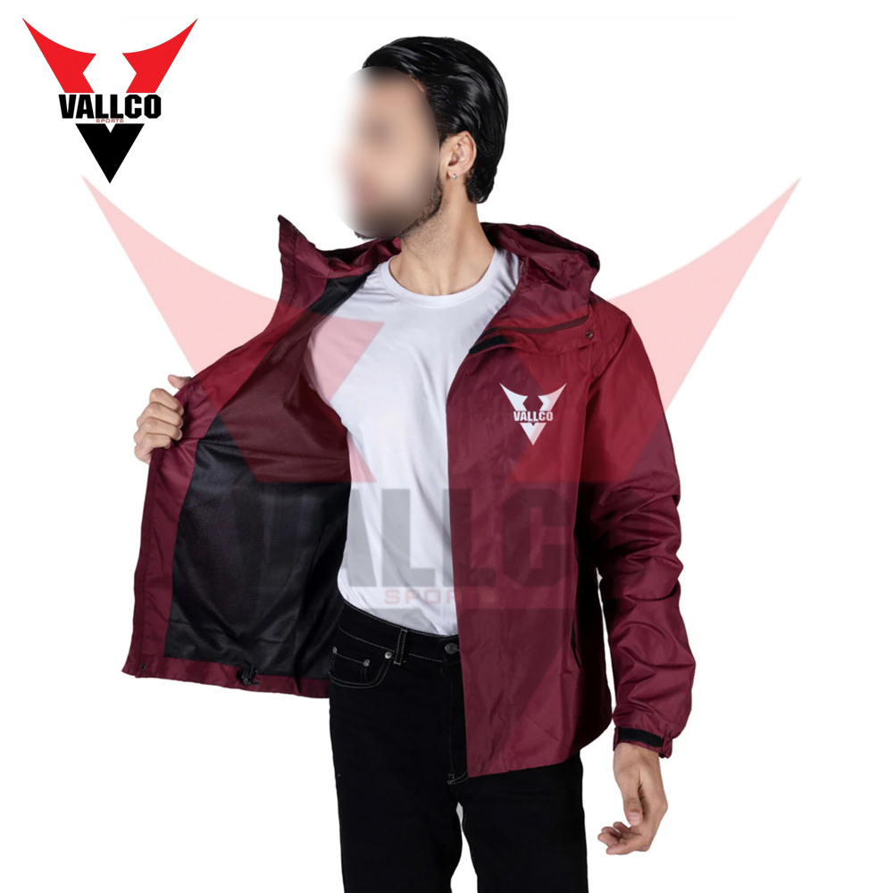 Premium Quality Mahroon Color With Hood Highland Product Men Outer Wear Windbreaker Jackets - view 5
