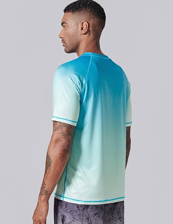Men's UV Short Sleeve Swim Shirts Loose Fit Rash Guards - view 2