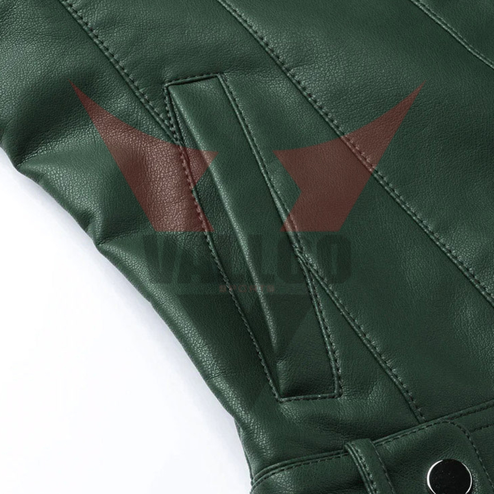 Green Color High Quality Zipper Style Unique Design Breathable Women Wear Leather Jackets - view 11