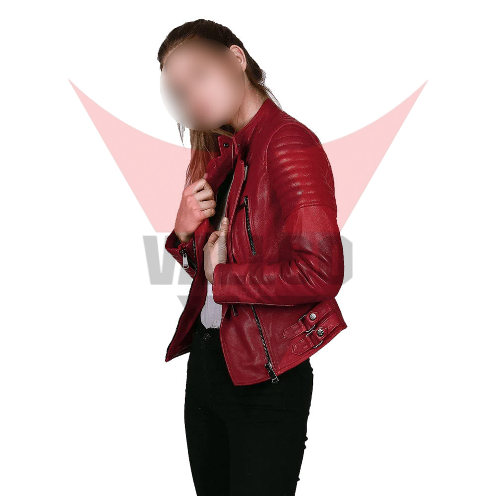 Full Mahroon Color Hand Made Factory Rate Unique Design New Adult Women Wear Leather Jackets