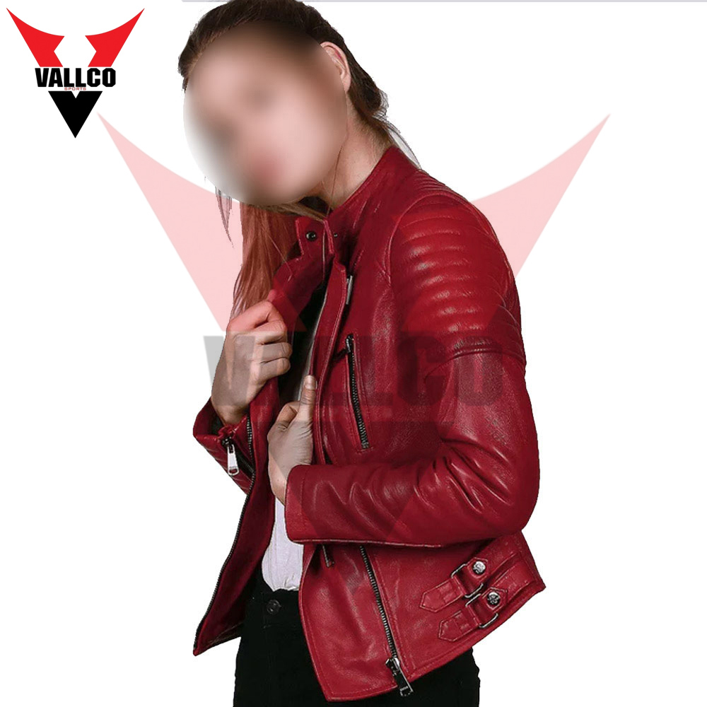 Full Mahroon Color Hand Made Factory Rate Unique Design New Adult Women Wear Leather Jackets - view 12