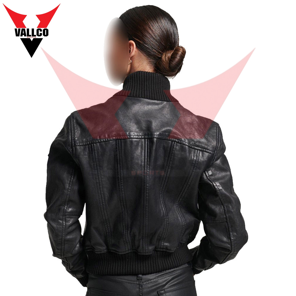 Black Solid Color Pakistan Made Highest Quality Best Supplier Women Fashionable Leather Jackets  - view 5